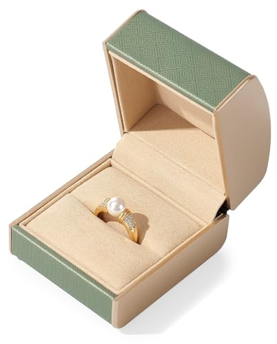 Oirlv Vert Pu Cuir Fiançailles Boite Bague,Boite a Bijoux,Ecrin Bague,Ring box Pour Mariage,Saint-Valentin