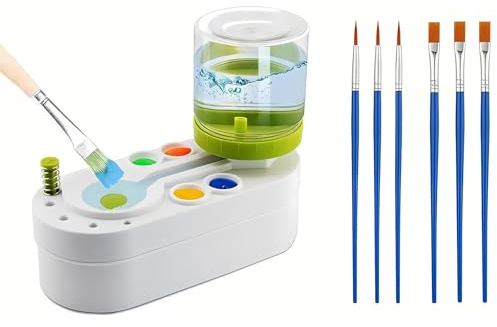 Paint Brush Rinser, Multifunctional Paint Brush Cleaner Pot with 6 Painting Brush, Water Cycle Paints Brushs Cleaner Rinser For Acrylic Brush, Watercolor, Water-Based Paints Cleaning Tool