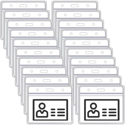 YUNYU PVC-Kartenhalter, transparent, horizontal, mit Umhängeband, wasserdicht, für Veranstaltungen, Arbeit und Studentenausweise, 25 Stück