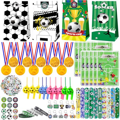 Ourdort Fußball Party Mitgebsel Kinder,mitgebsel fußball,fussball mitgebsel | mit rillerpfeife Armband Schlüsselanhänger Fussball Deko Geburtstag Mitgebsel Tattoo Give,Fußball Geschenke für Jungs