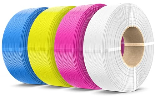 SUNLU 4KG CMYK Lithophane PLA+2.0 3D Drucker Filament Refill, No Spulen 3D Filament 1,75mm Für Bambu Lab 3D Druckern, 1KG/Rolle, Weiß+Magenta+Gelb+Cyan​