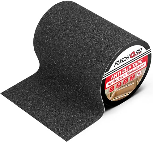 FIXCHORD Nastro di sicurezza antiscivolo, 5m*150mm nastro ad alta aderenza per interni ed esterni, strisce antiscivolo per scale e rampe, impermeabile ad alta trazione, grana 80, nero