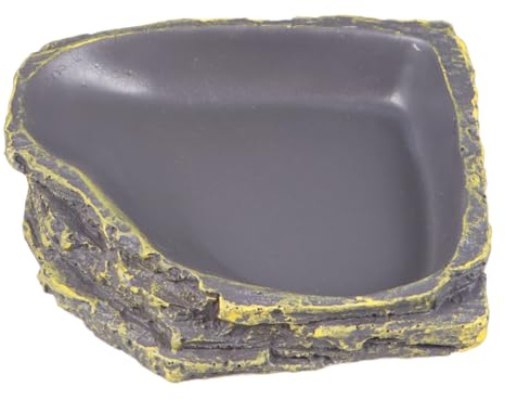 DECOMELODY Dicke Reptilienschale mit Glatter Oberfläche und Schrägem Platzsparende Futter und Wasserschale für Kleine Echsen und Schildkröten Dunkelgrün Leicht zu Reinigen
