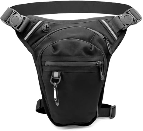 ZHIYUQL® Beintasche Motorrad Herren, Oberschenkeltasche Wasserdicht, Beintasche Damen Festival Motorradtasche, Gürteltasche Damen Arbeit Verstellbarer Beinriemen Bauchtasche Herren (Schwarz)