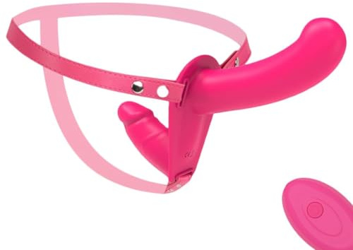 Strap-on en Consolador Cinturones Vibradores Arneses Sexuales Dildo Doble Consolador Sexual para Mujeres Lesbianas Pene Consoladores para Mujer con 10 Vibración, Juguetes Eróticos para Pareja Sexuales