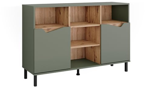 Vicco Kommode Marelle, Grün/Artisan, 120 x 81.3 cm | mit 2 Türen, zur Aufbewahrung von Kleidung, Büchern oder Haushaltsgegenständen
