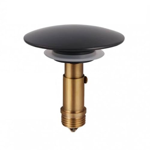 Pop-Up-Ablaufabdeckung aus Messing, 66 mm, für Waschbecken, schwarzes Finish, Filterdeckel mit 39 mm Höhe, kompatibel mit Standard-Ablaufgarnituren