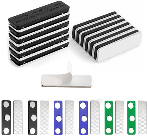 12 Pairs Curtain Magnets, Blackout Blind Accessory for Window Blinds Curtain Closure with Adhesive Magnets Clips with 3-Point Self-Adhesive Magnet for DIY ID Badge for Jacket Lapel Shirt