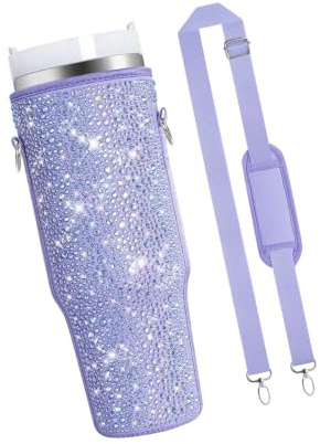 Portavasos de neopreno de 40 onzas con correa acolchada para hombro, funda para refrescos para caminar, viajar y desplazarse