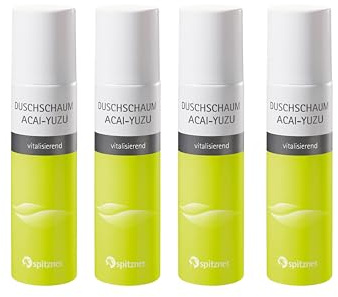 Spitzner Duschschaum Lebensfreude (4 x 50 ml) – Vitalisierende Wellness-Dusche, exotische Power-Früchte, sanft reinigender Schaum, hautverträglich und vegan