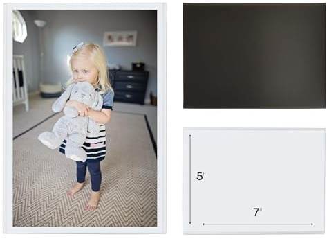 Magtech Magnetic Photo Pocket Picture Frame, White, Holds 5 x 7 Inches Photos, 10 Pack, Made in the USA (15710)