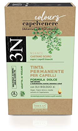 Helan, Capelvenere Colours, Tinta per Capelli Naturale Permanente Formula Dolce 3N Castano Scuro, Colore Capelli Kit Facile Uso Inodore Ottima Copertura, Tinta Capelli senza Ammoniaca e Alcool