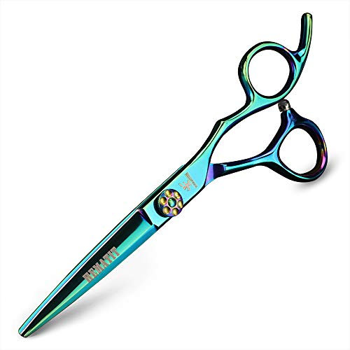 XUAN FENG Schwarze Schleife Barber Schere 15,2 cm Haarschere Friseur Japan 440C Schneiden und Effilierschere Set (Schneidschere, Grün A)