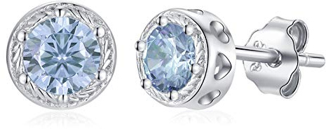 Qings Geburtsstein Ohrringe Silber 925 für Damen Kleine Birthstone Ohrstecker mit Runde Zirkonia Geburtsstei Geburtstag Muttertag Geschenk für Mama