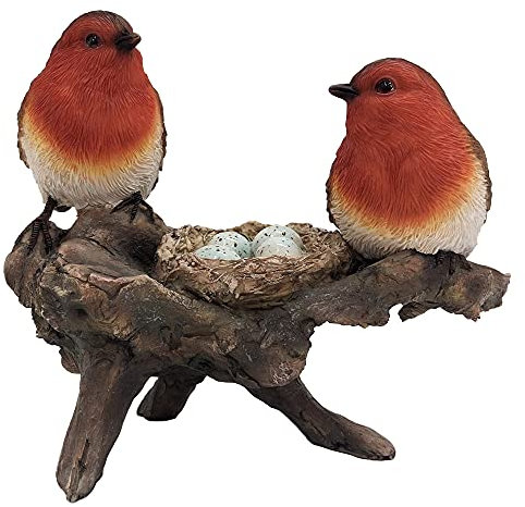 G&H Decor - 19cm Robin Ornaments - Garden Statues Outdoor - Hand Painted Garden Animal Ornaments Outdoor - Amazing Detail for Indoor or Outside Use - Frost and Fade Resistant Resin Animals
