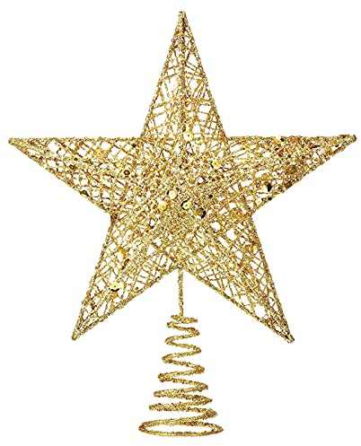 1 Stück Weihnachtsbaum Stern Topper, 15cm, Baumkrone Stern Topper, Party Dekoration Metall Glitzer Ornament Glitzernden Gold Weihnachtsbaum Ornament Indoor Home Party Dekoration