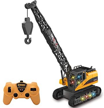 Teorema 66951 - Raupenkran für Kinder, ferngesteuert, 2,4 GHz mit Lichtern und Sounds, um 360 ° drehbar, Höhe 40 cm, Maßstab 1:12, wiederaufladbar