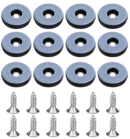 32Pièces Patins en Téflon à Visser Ronds Ø22mm PTFE Patins de Meubles Noirs