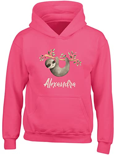 Hippowarehouse Personalised Baby Sloth on The Branch Kids Children's Unisex Hoodie Hooded top