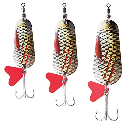 Zite Fishing Blinker-Set 16g / 26g / 34g - Hechtköder Hecht-Blinker Zander-Köder Barsch-Angelköder - Raubfisch Köder-Set - Löffel-Blinker Angeln (Rotauge)