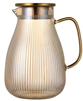 Nff Jarra De Vidrio, Jarra De Vidrio De 2L con Tapa, Jarra De Agua De Vidrio Resistente Al Calor Adecuada For Jugo, Té, Café, Leche (Color : Amber, Size : 2L)