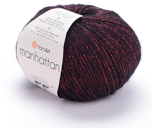 YARNART Manhattan - Ovillo de lana metálica brillante y acrílico de fantasía, 1.7 onzas, 218.72 yardas (904)