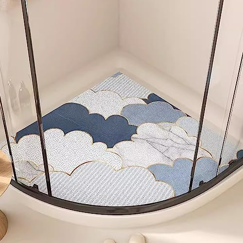 Dreieckige Duschmatte für Eckdusche, Komfortabel und Rutschfest, PVC-Luffa Badematte Halbrund Mit Ablauflöchern, Sicherheit, Schnell Trocknend, C, 54x54cm (21x21inch)