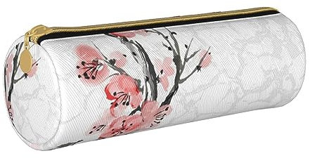 Bloom Rose Federmäppchen aus Leder, rund, für Mädchen und Jungen, Stifteetui & Make-up-Tasche für Studenten, Schule, Büro, Hochschule, Rosa Kirschblüten, Einheitsgröße, Schulranzen