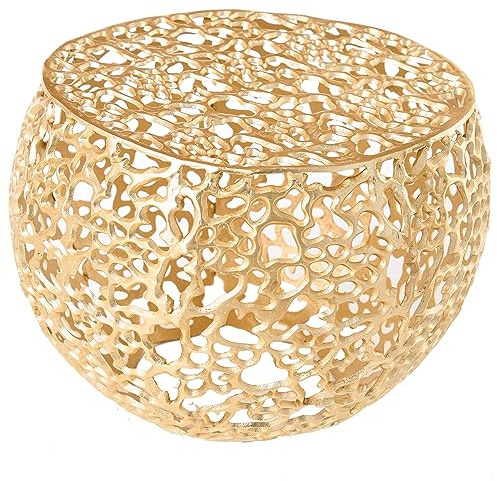 riess-ambiente.de Filigraner Design Couchtisch Abstract Leaf 50cm Gold Handarbeit