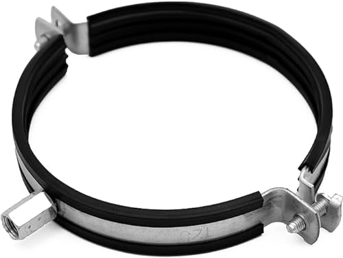 H&C VENT Fascetta per tubi 200 mm Pantalone Diametro con inserti in gomma - Staffa di montaggio condotto aria HVAC - Fascetta supporto uscita scarico ventilazione con guarnizione in gomma…
