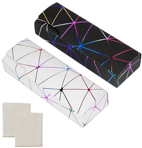 PEAKTOP 2Pcs Hard Shell Glasses Case, Spectacle Cases with Cleaning Cloth