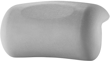 Koelaa Badewannenkissen, Badekissen für Badewanne Mit 2 Saugnäpfen, Nackenkissen Badewanne Waschbar, Badekissen, Wannenkissen, Badekissen mit Ergonomischer Passform, Badekissen für Home und Spa-Grau
