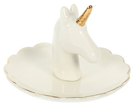 Zerodeko Ceramic Jewelry Tray 11.5cm Unicorn Themed Decorative Ring Holder Jewellery Holder Display Supply for Dressing Table Storage