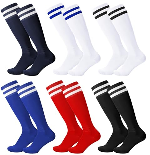 Utensilsto 6 Paare Fußballsocken Kinder Fußball Socken Trainingssocken 30-37 Fussball Socken Sportsocken für Jungen und Mädchen Fußballtraining, Laufen