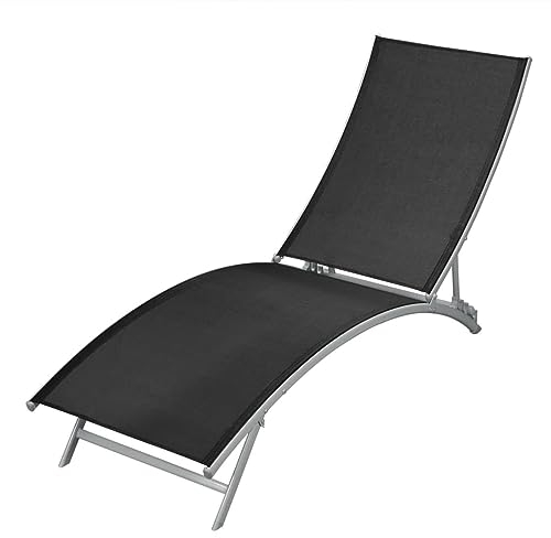 ShGaxin Sonnenliege, Gartenliege, Liegestuhl, Sonneninsel Outdoor, Sonnenstuhl, Gartenmöbel, Bäderliege, Relaxliege, Stahl und Textilene Schwarz