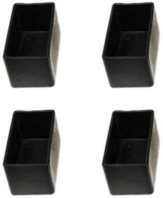 Wambere - Set di 8 cappucci protettivi rettangolari per piedi di sedia - Antiscivolo - Spessi - Per la protezione dei pavimenti - Nero - 25 x 60 mm