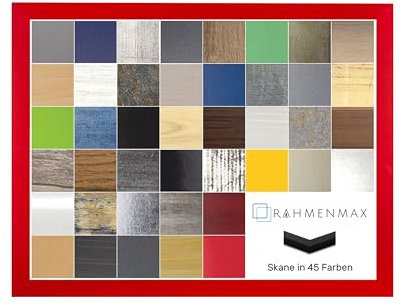 RahmenMax Skane Bilderrahmen Posterrahmen Puzzlerahmen 48x68 cm Rot Ferrarirot Knallrot 68x48 cm mit weisser Rückwand und Antireflex Acrylglas