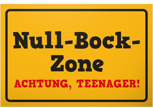 DankeDir! Null Bock Zone Teenager - Schild 30 x 20 cm - Geschenkidee Teenie Spruch Zimmer Türschild Jungen & Mädchen Jugendzimmer - Dekoration Deko Geschenk Idee Jugendliche Tür Deko Geburtstag