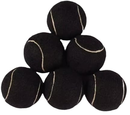 Dickly 6 Stück Tennisbälle, verschleißfest, Rückprall, elastische Bälle mit 64 mm Durchmesser, Trainingsbälle für Spiele, Tennisbegeisterte, Schlägersport, Schwarz