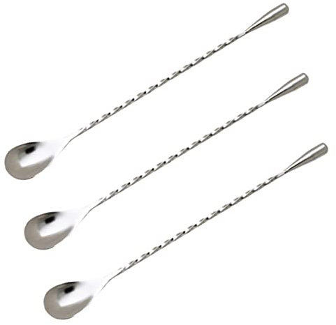 SHOWERORO 3pcs Stainless Steel Mixing Spoons Long Handle Coffee Spoons for Cocktails