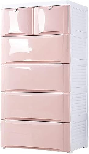 CONGRUI Aufbewahrungskörbe, verdickte Schubladen, Aufbewahrungsschränke, Kinderschrank, Aufbewahrungsboxen, Endbearbeitungsschränke, Kunststoff-Aufbewahrungsschränke (Rosa, 3 Ebenen)