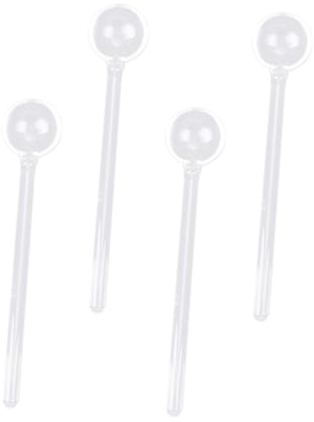 CONGARTENO 4pcs Glass Long Handle Coffee Spoons Multipurpose Sugar and Dessert Spoons Suitable for Hotel and Coffee Shop Use