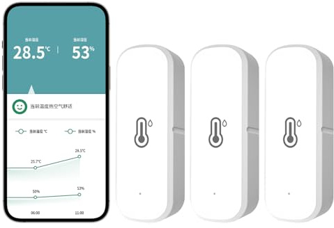 3Pcs Tuya Thermometre Connecté Wifi, Hygrometre Connecté Avec Alertes Intelligentes, Thermometres Interieur/Exterieur Haute PréCision Sans Hub, Fonctionne Avec Alexa