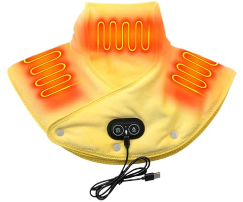 Genérico Manta Electrica Espalda Y Cuello Con Masaje, Almohadilla Térmica Eléctrica 3 En 1 Para Cuello, Hombros Y Espalda, Amarillo, Tamaño Mediano