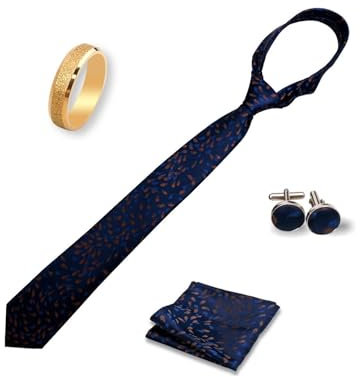 Hyuwdai 1 stücke Seidenkrawatte for Herren Krawatte Taschentuch Einstecktuch Manschettenknopf mit Ring Brosche Set Hochzeit Business Krawatten Zubehör(THCR193)