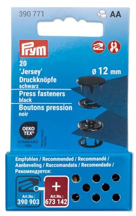 Prym 390771 Druckknöpfe Jersey, 12 mm, schwarz, kompatibel mit dem Vario Creative Tool