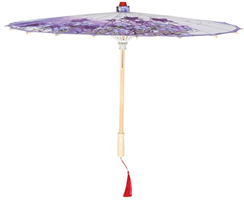 FRCOLOR Japanese Style Oil Paper Umbrella Classic Silk Dance Umbrella for Cosplay and Festival Decoration Lavender Color