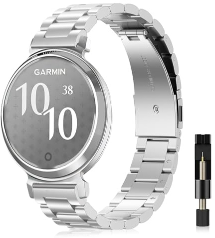 YealRed Armband kompatibel mit Garmin Lily 2 Active/ 2 Classic, mit Schnellverschluss, Schön, Bequem und Langlebig, Damen Metall-Ersatzband für Garmin Lily 2 Sport/ 2 (Silber)