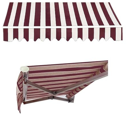 GFYHTN Telo di Ricambio per Tenda da Sole Retrattile, Tessuto di Ricambio per Tenda da Esterno, Tendone Parasole in Tela Motivo A Righe(A,6.5x5ft/200x150cm)