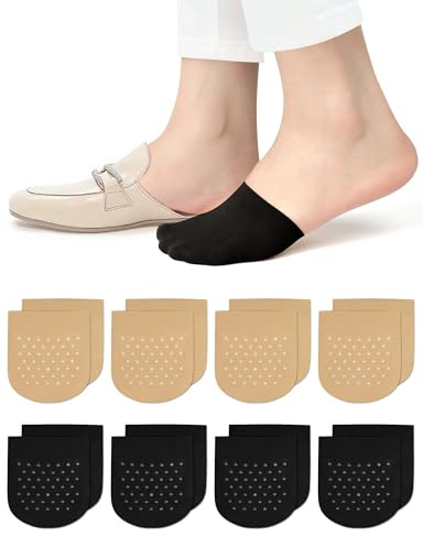 Becellen 8 Paia Mezze Calze Donna, Invisibili Calzini Mezze Donna in Nylon Traspiranti Fantasmini Half Socks con Silicone Antiscivolo per Tacchi Alti Ballerina